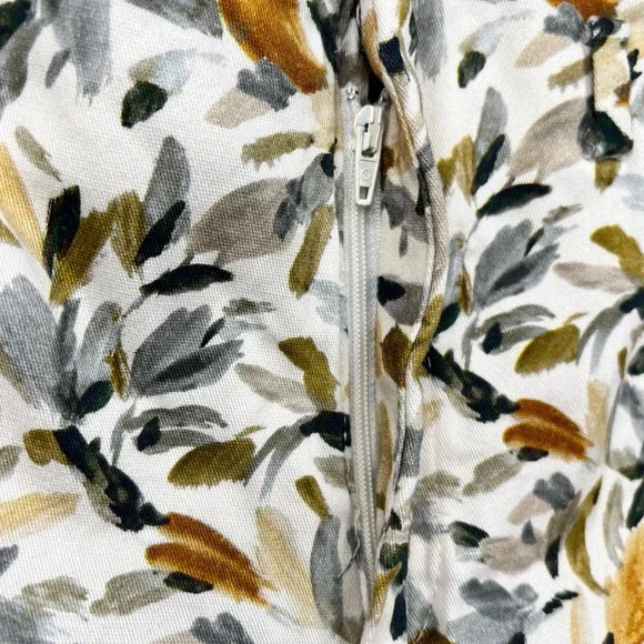 Zara Basic Pants Womens 4 Yellow Leaf Print Slim Ankle Chino Trousers Cotton - Picture 9 of 16